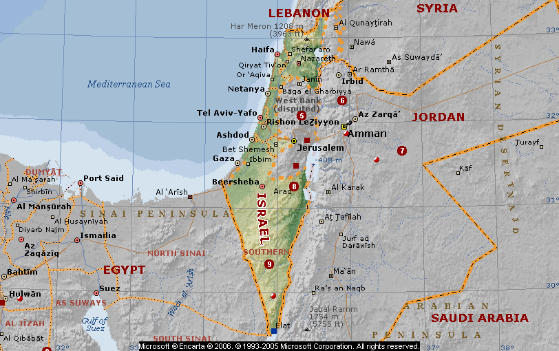 Карта мир в израиле