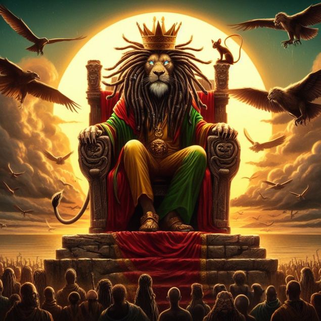 Обложка произведения 'Король-лев и аллегория растаманского мессии'